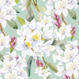 Artebene servítky (3-vrst. 33x33 cm, 20ks), biele kvety, bledozelené 2022