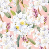Artebene servítky (3-vrst. 33x33 cm, 20ks), biele kvety, bledoružové 2022
