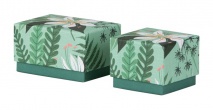 Rössler darčeková krabica (7,5x7,5x5,8 cm) zelená, tropické vzory, Samoa