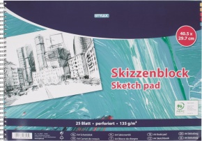 Stylex skicár A3 so špirálou, 25 listov, 135g/nm