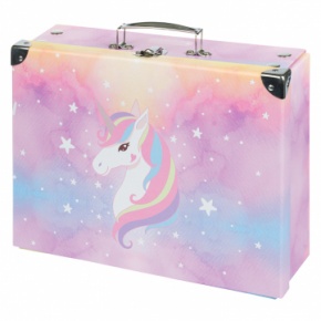 BAAGL Skladací školský kufrík Rainbow Unicorn s kovaním