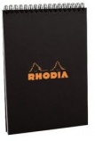 Clairefontaine Rhodia Classic čierny špirálový blok kockovaný 80listov, 14,8x21cm